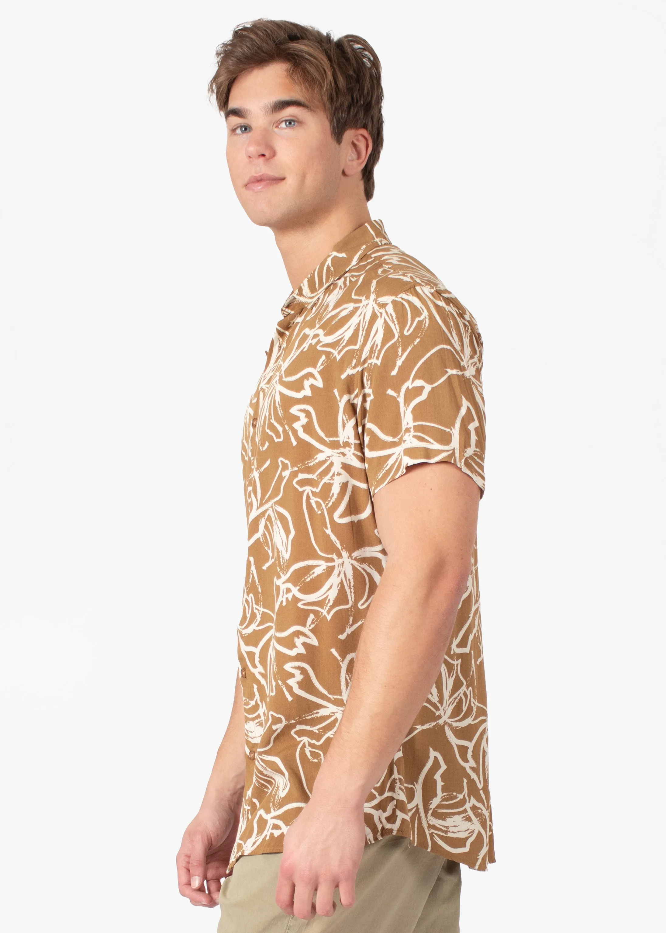 Abstract Button Up Short Sleeve Dress Shirt