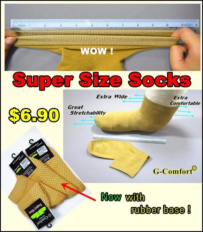 Anti-Slip Super Size Socks/Extra Large Socks/Plus Size Socks/Extra Wide Socks/ Non-binding Socks