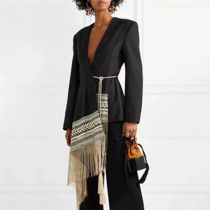 Asymmetrical Blazer With Embroidery