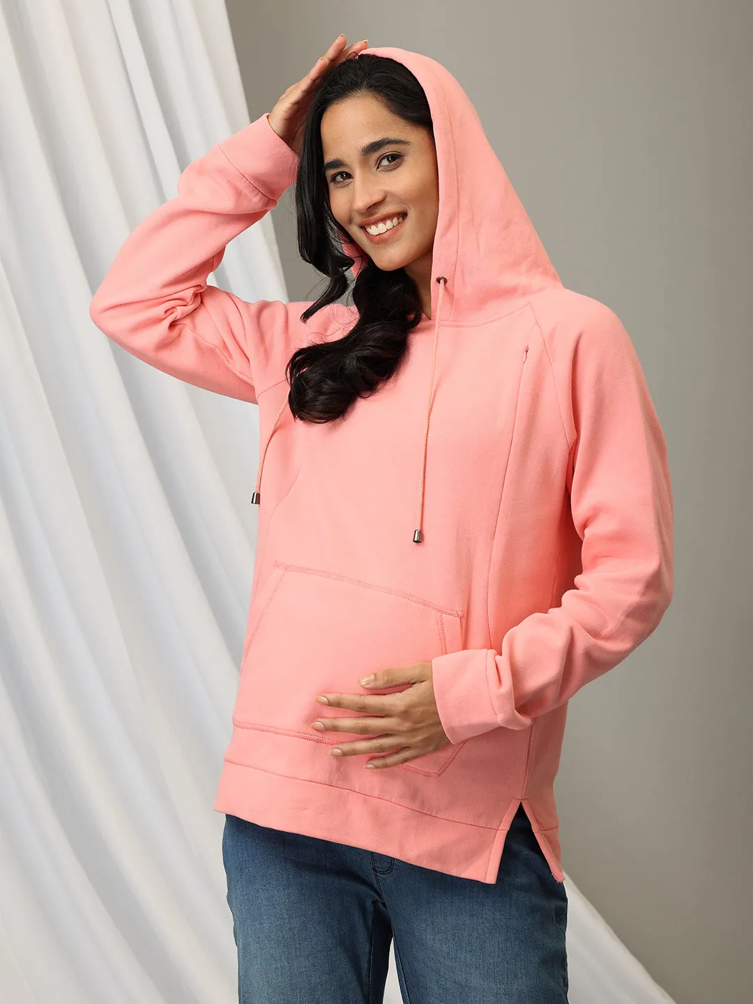 Blush Rush maternity and Nursing Hoodie Sweatshirt