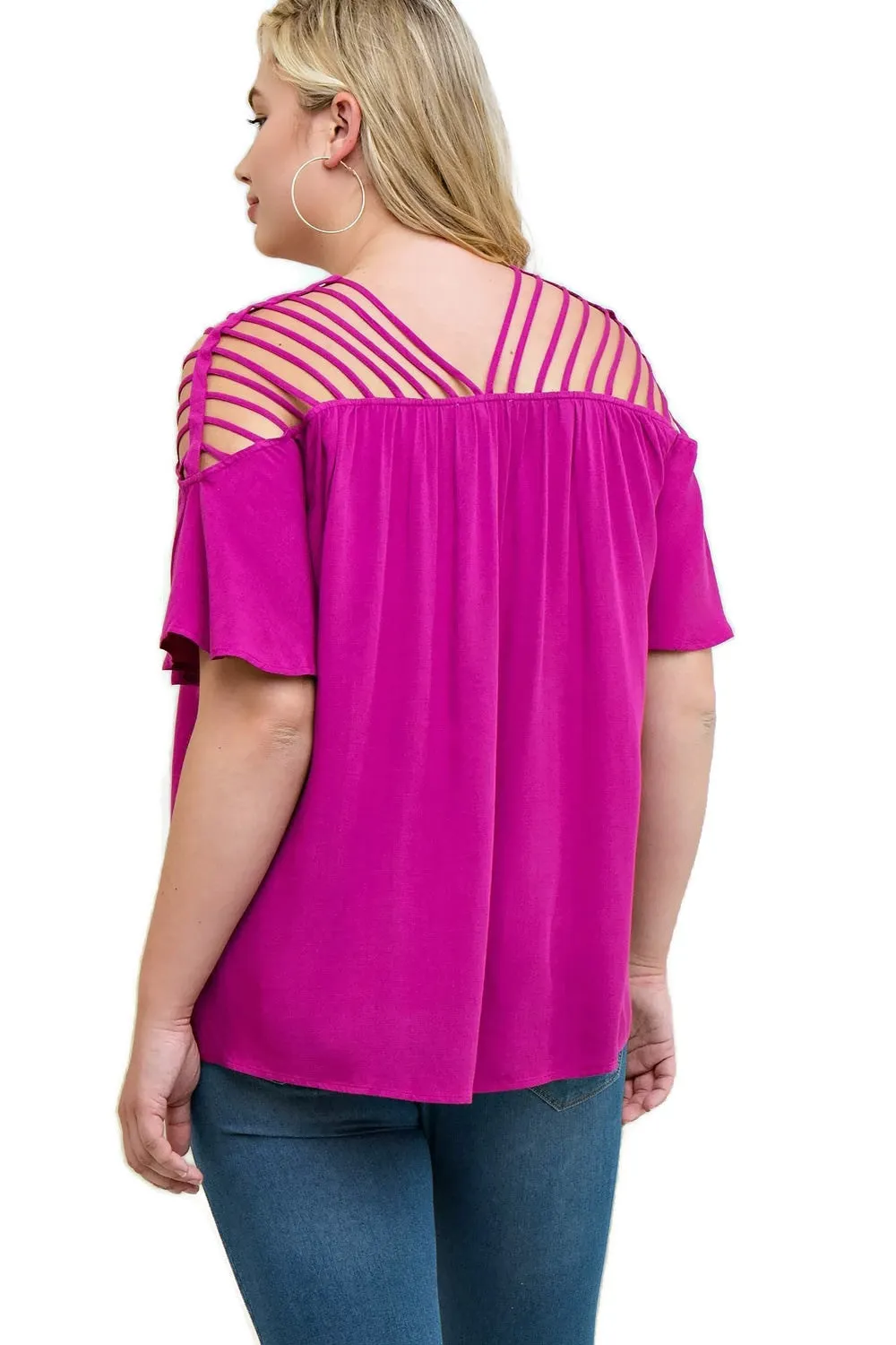 Bohemian Strappy Top, Fuchsia