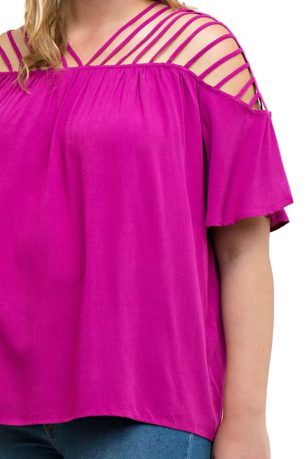 Bohemian Strappy Top, Fuchsia