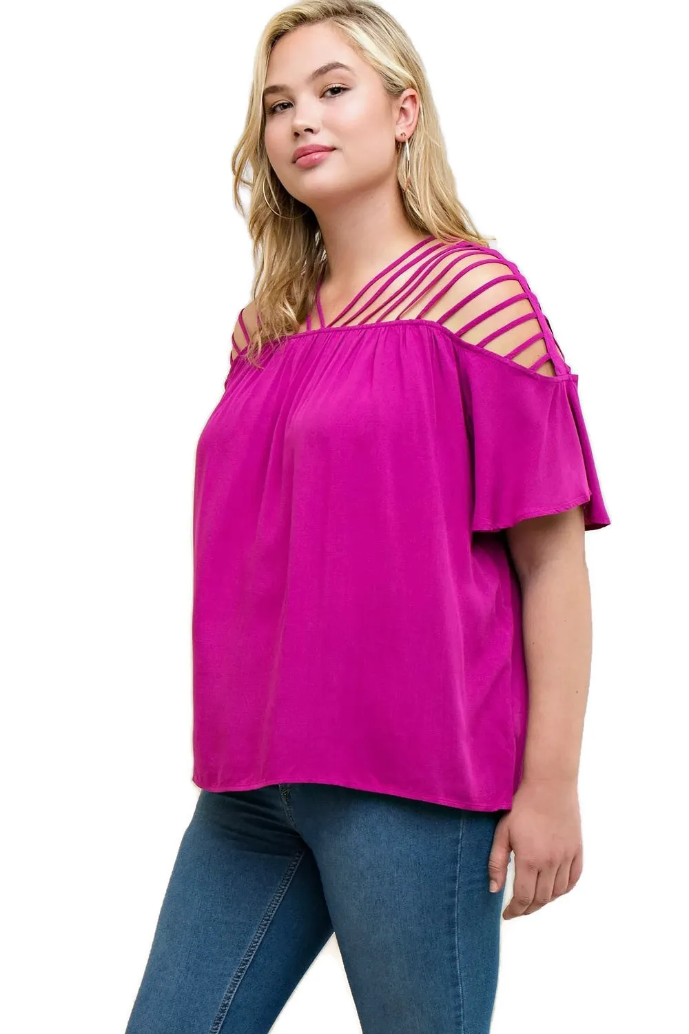 Bohemian Strappy Top, Fuchsia