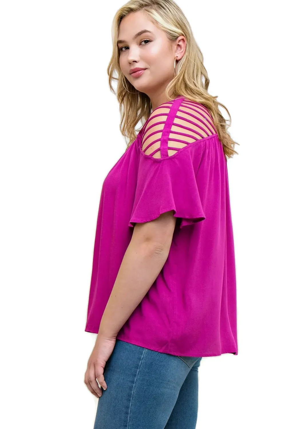 Bohemian Strappy Top, Fuchsia