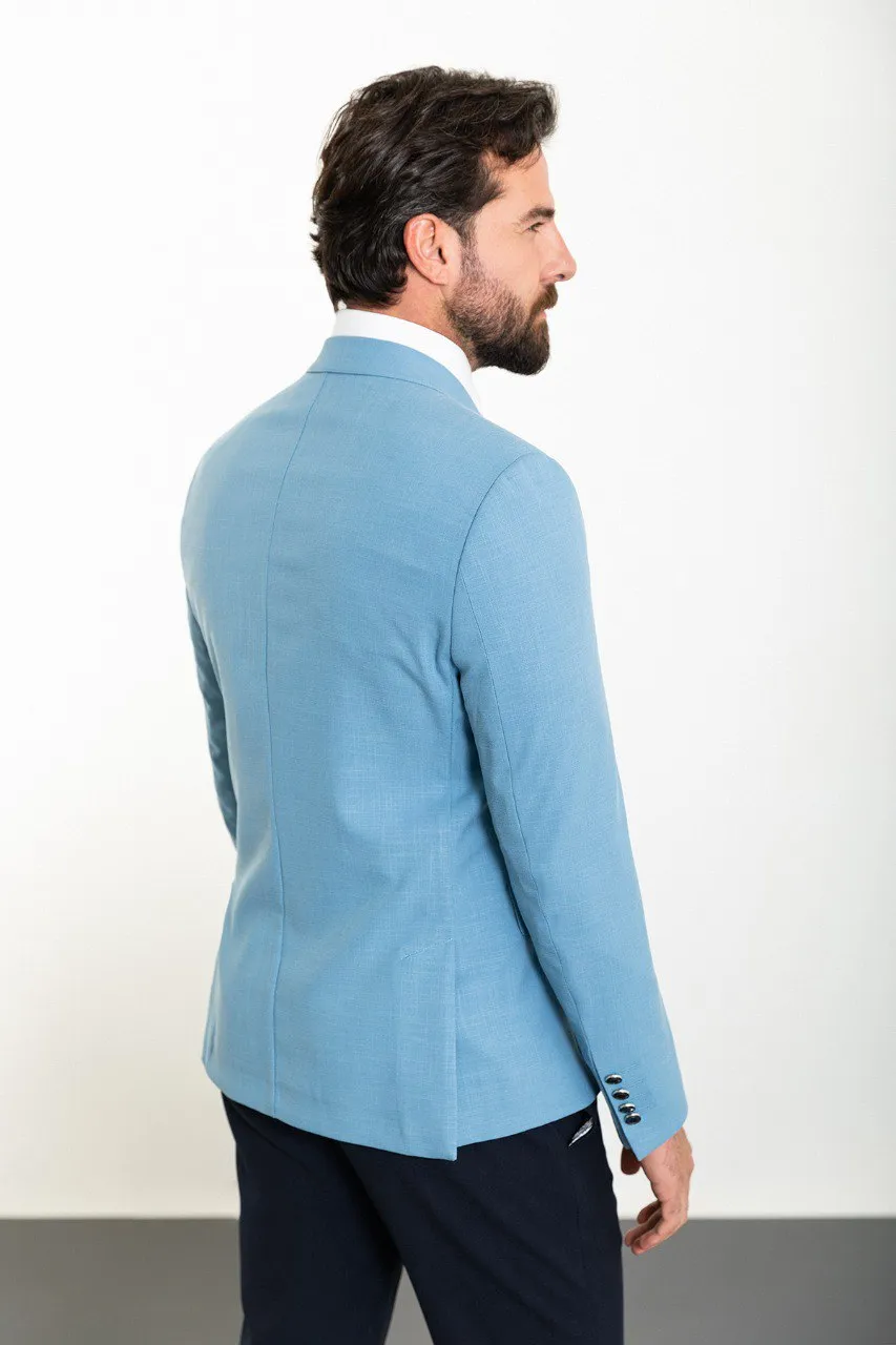 Bojoni Torretta Slim Fit Blue Double Breasted Blazer