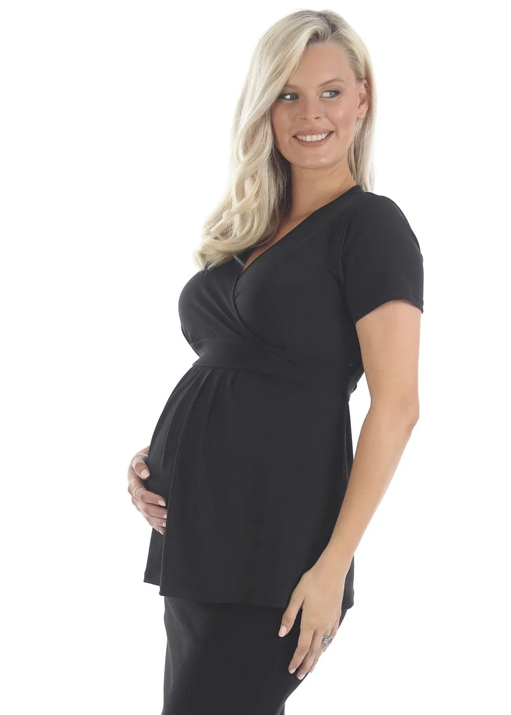 Bree Maternity  Crossover Work Top - Black