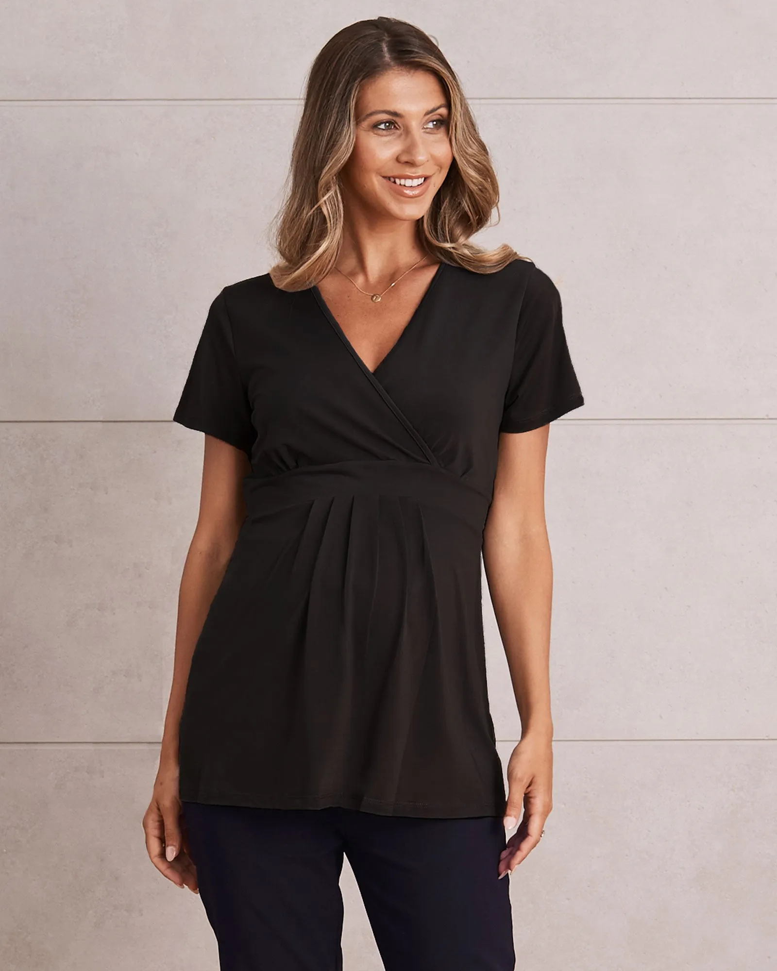 Bree Maternity  Crossover Work Top - Black