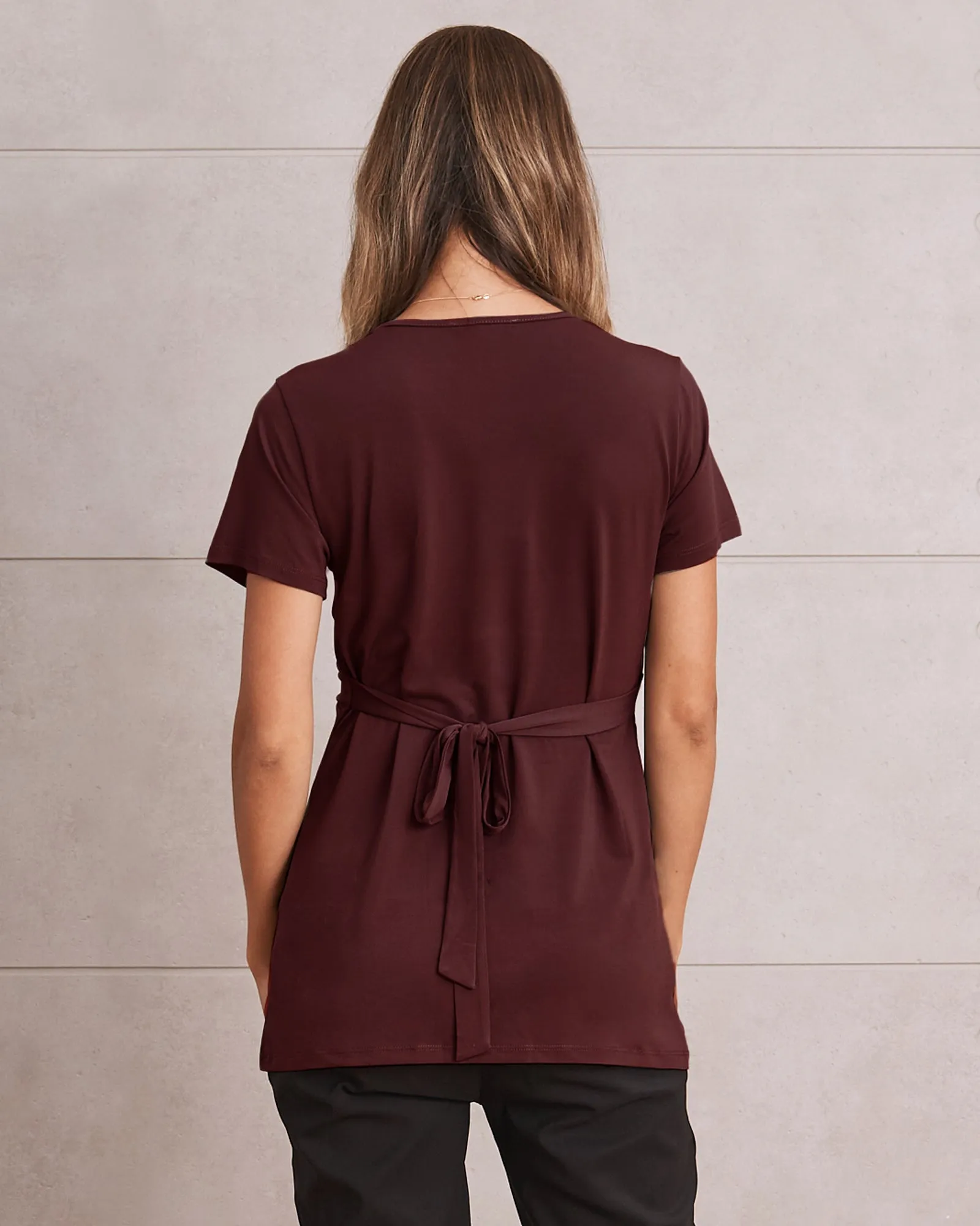 Bree Maternity Crossover Work Top - Burgundy