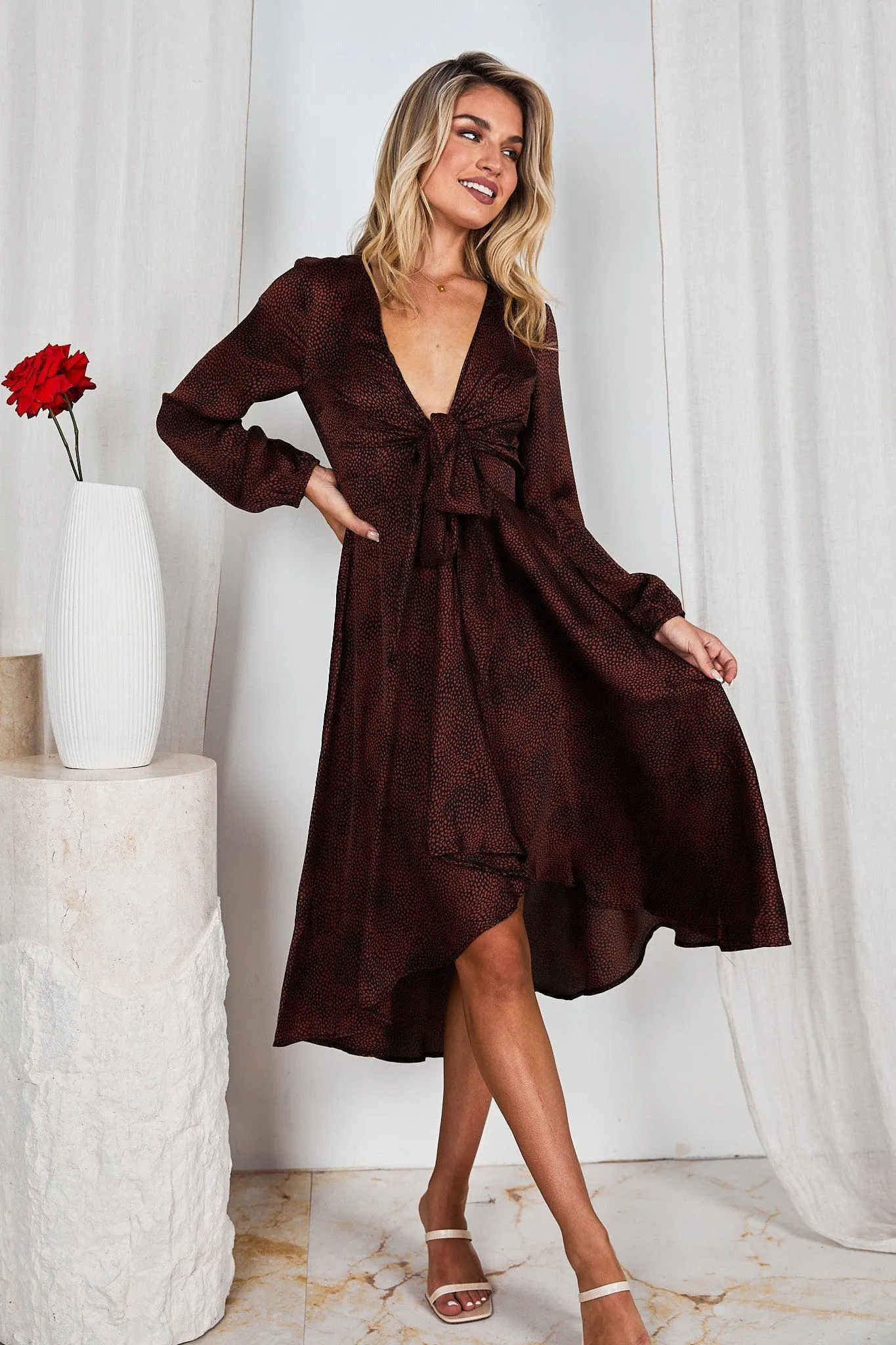 Bryleigh Dress - Bronze Print