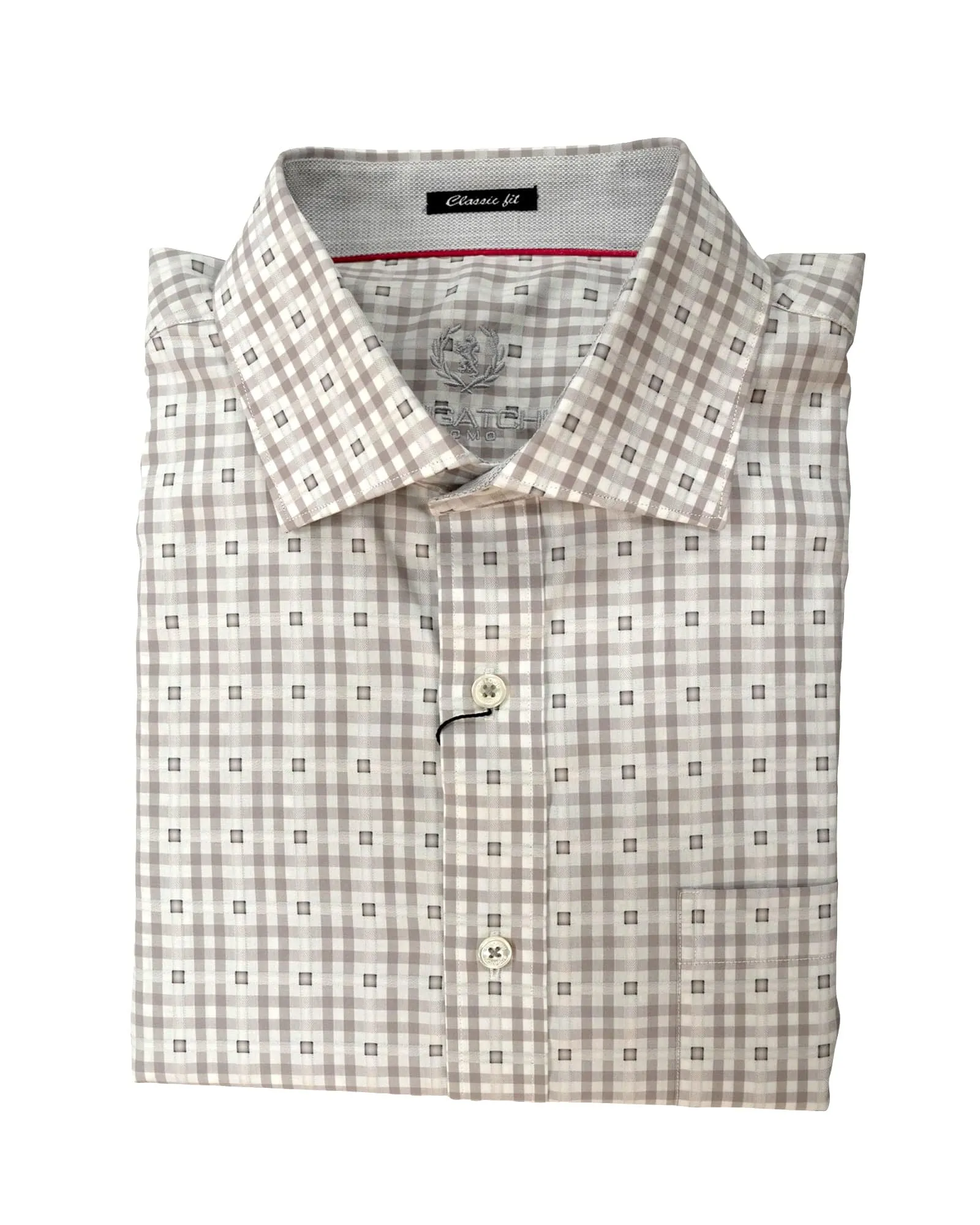 Bugatchi Platinum & White Check Sport Shirt