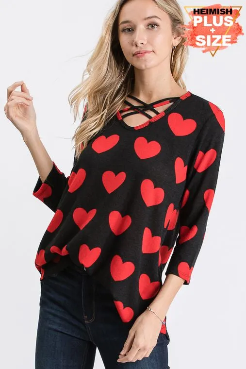 Candy Heart Crush Criss Cross Chest Top