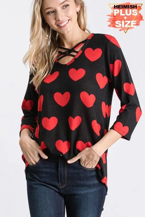 Candy Heart Crush Criss Cross Chest Top