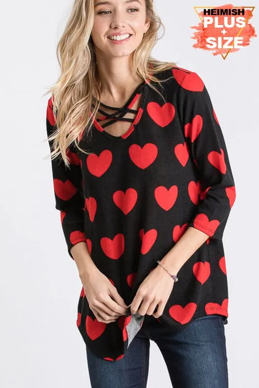 Candy Heart Crush Criss Cross Chest Top