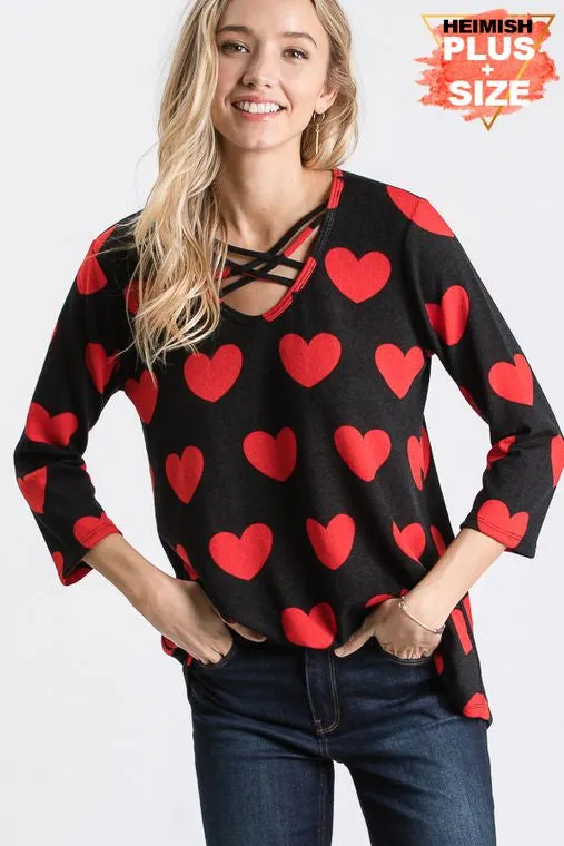 Candy Heart Crush Criss Cross Chest Top