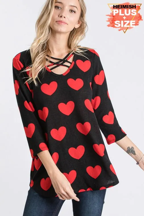 Candy Heart Crush Criss Cross Chest Top