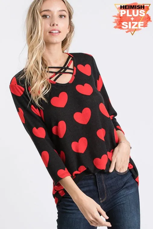 Candy Heart Crush Criss Cross Chest Top