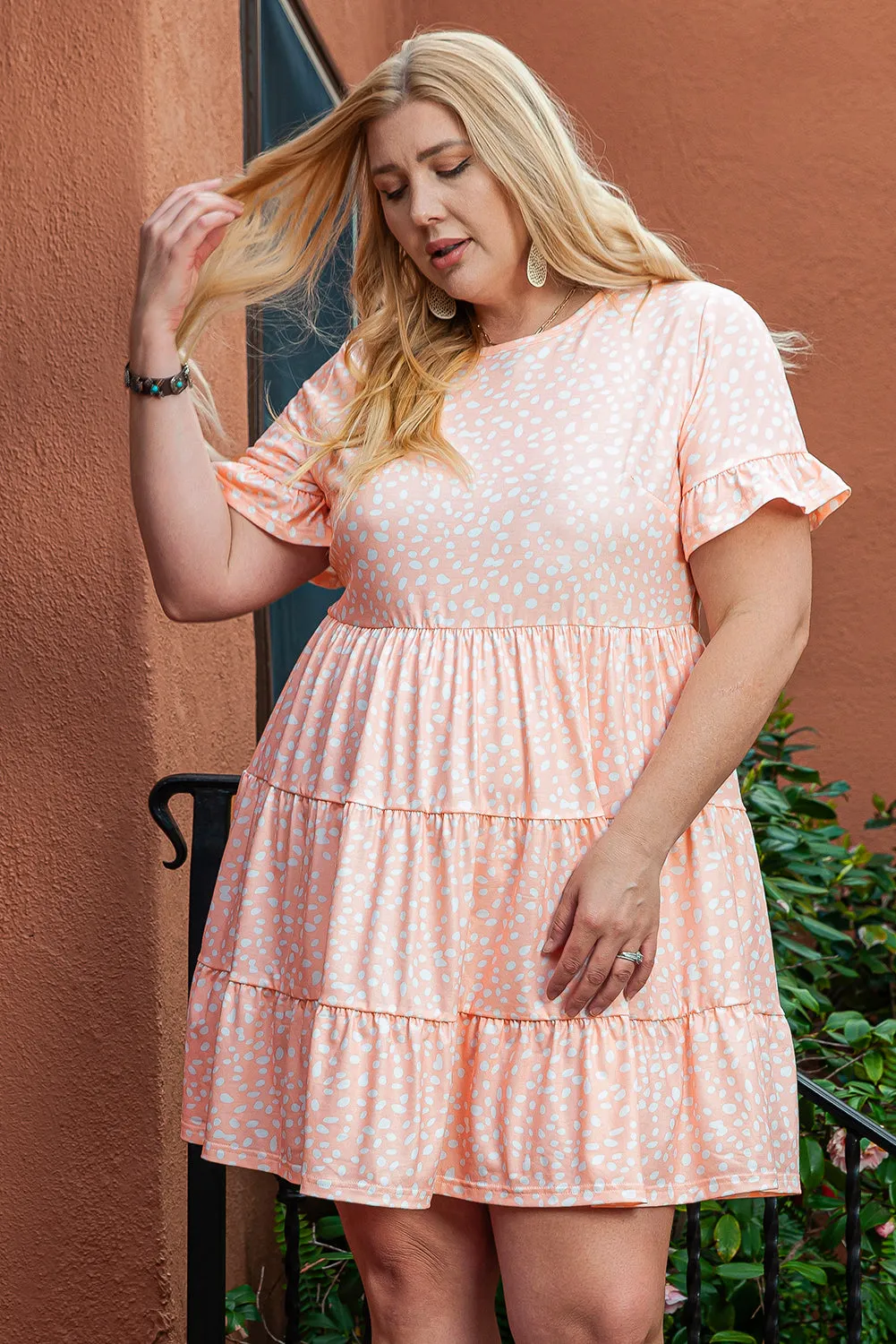 Cheetah Ruffled Plus Size Dress