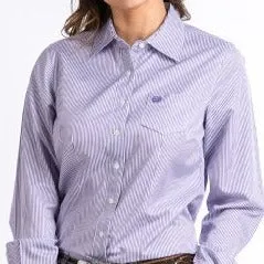 Cinch Women's Tencel Purple & White Striped Western Button Down Shirt