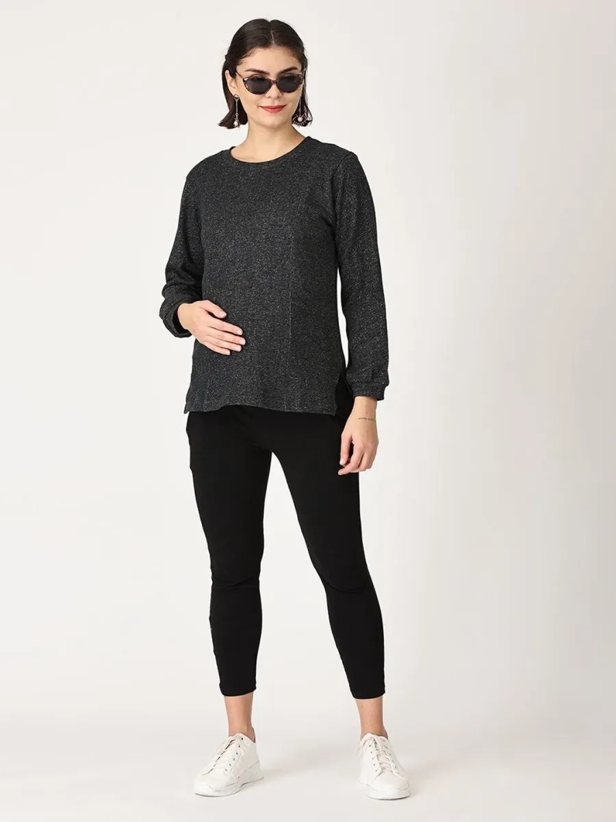 Combo Of Eclipse Maternity Sweatshirt With Black Leggings