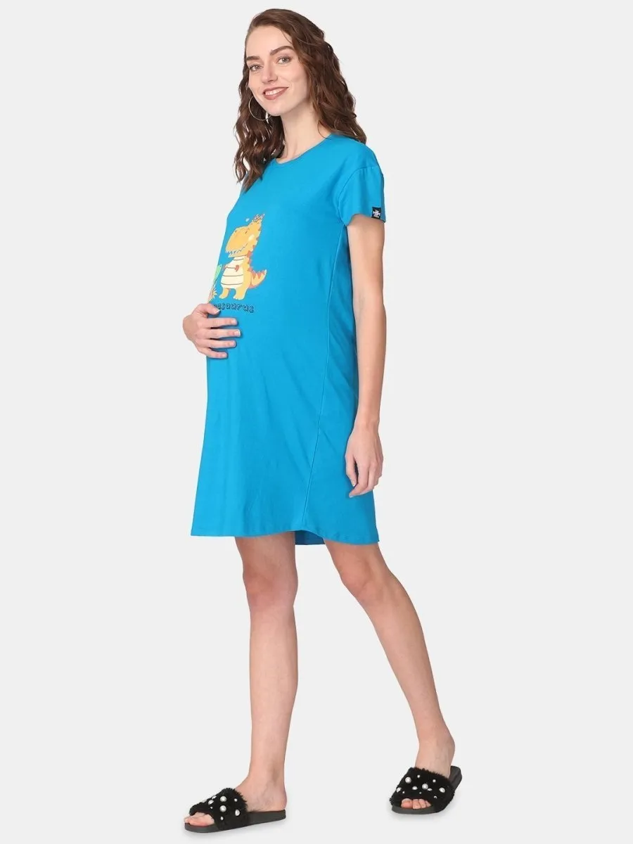 Combo Of Pregasaurus & Bun In The Oven Maternity T-Shirt Dress