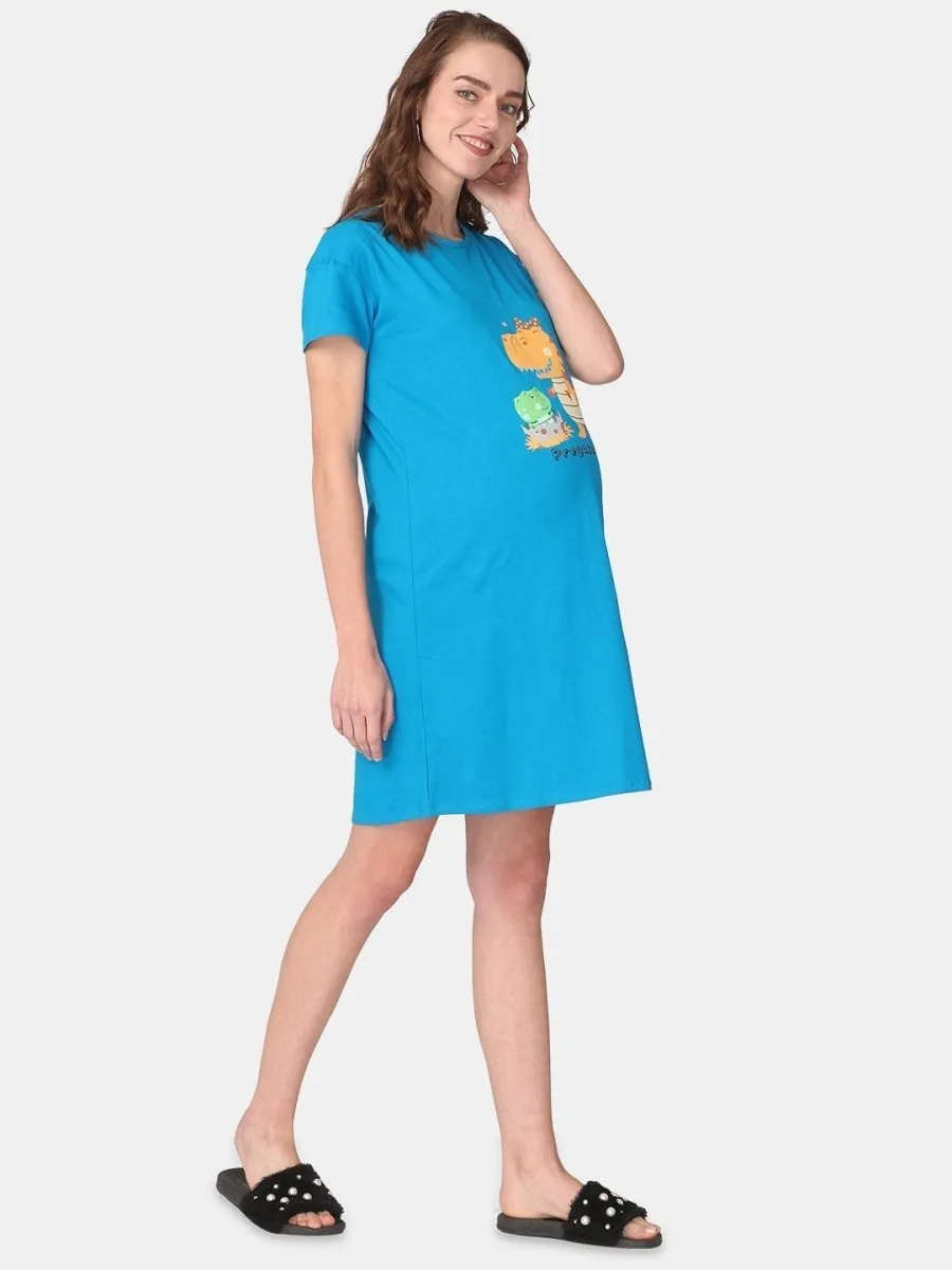 Combo Of Pregasaurus & Bun In The Oven Maternity T-Shirt Dress