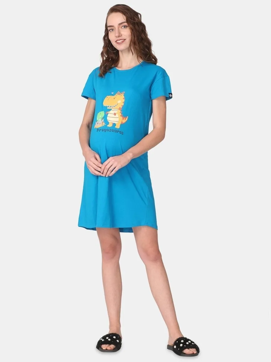 Combo Of Pregasaurus & Bun In The Oven Maternity T-Shirt Dress