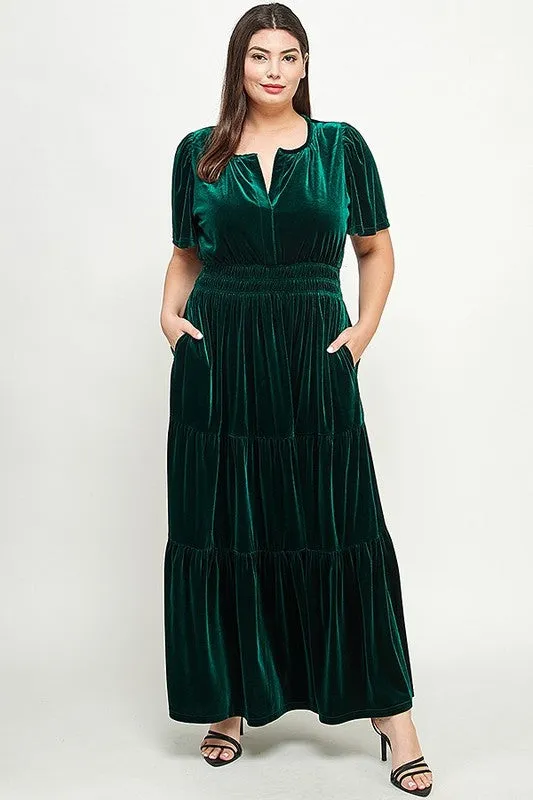 Curvy Girl Velvet Tiered Dress