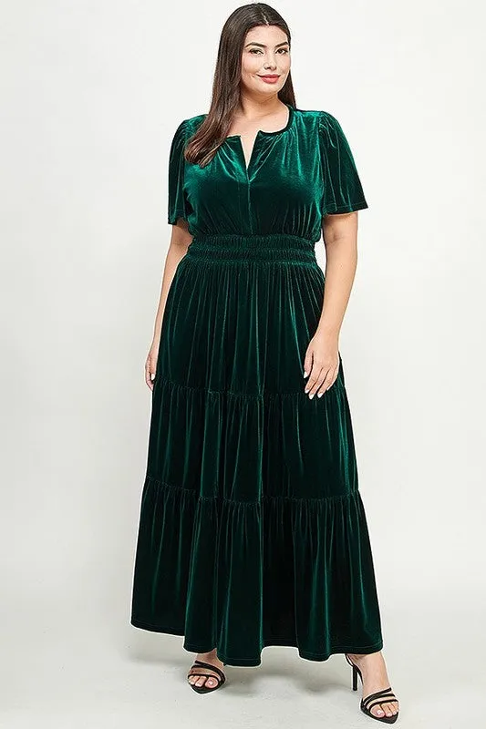 Curvy Girl Velvet Tiered Dress