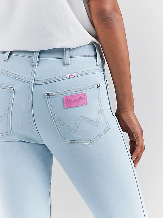 Final Sale ✨ Wrangler Pink patch Coastal Blue Bootcut jean