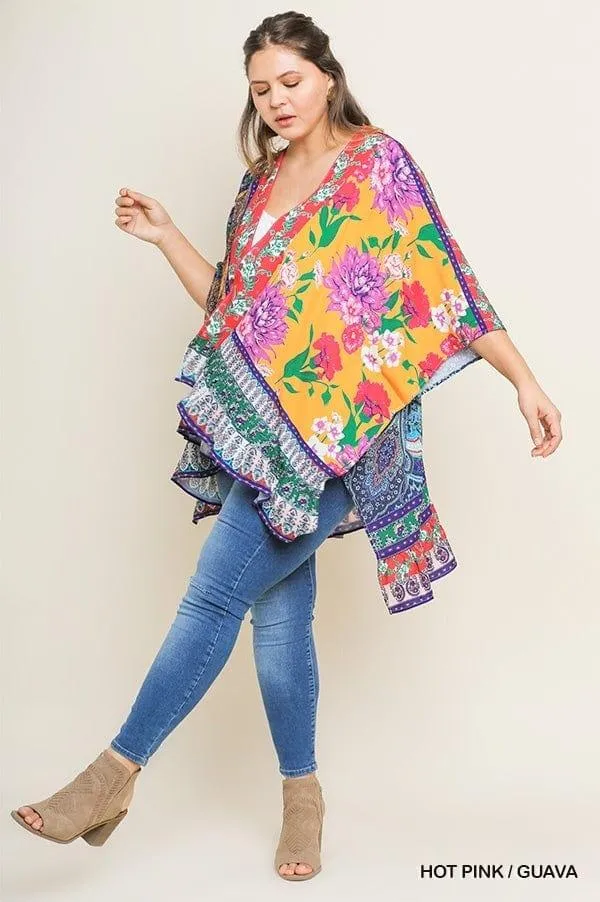 Floral and Paisley mixed print kimono