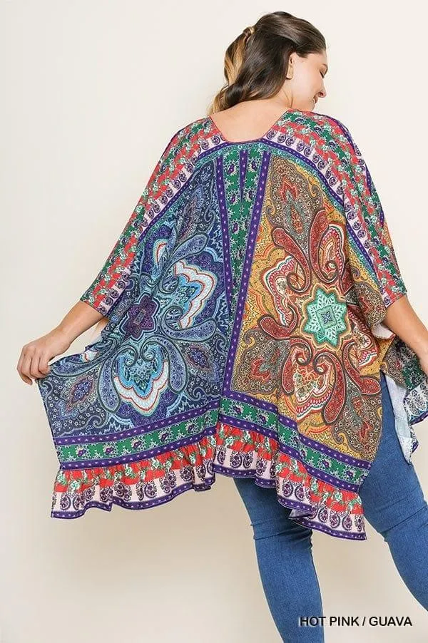 Floral and Paisley mixed print kimono