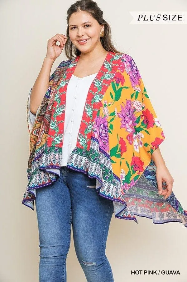 Floral and Paisley mixed print kimono