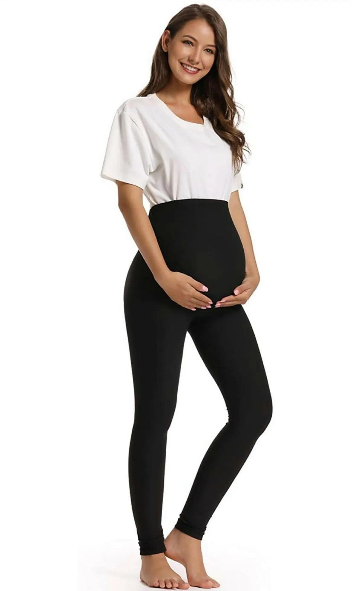 Foucome High Waisted Maternity Pants - Black