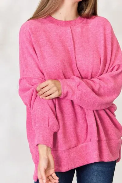 Full Size Center Seam Long Sleeve Sweatshirt