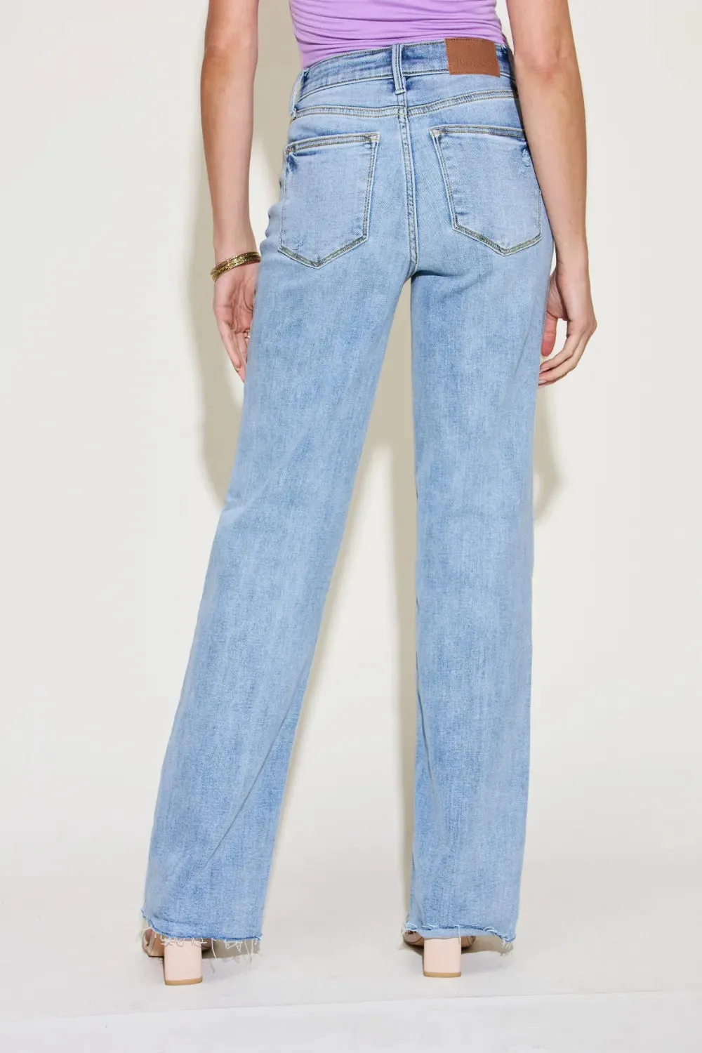 Full Size V Front Waistband Straight Jeans