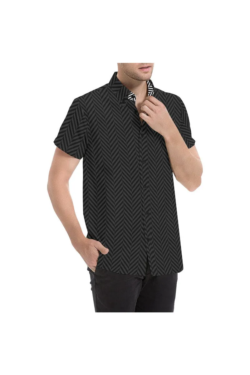 Herringbone Dark Men's All Over Print Short Sleeve Shirt/Large Size (Model T53)