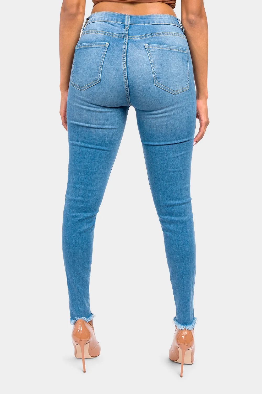 High Rise Destroyed Skinny Jeans