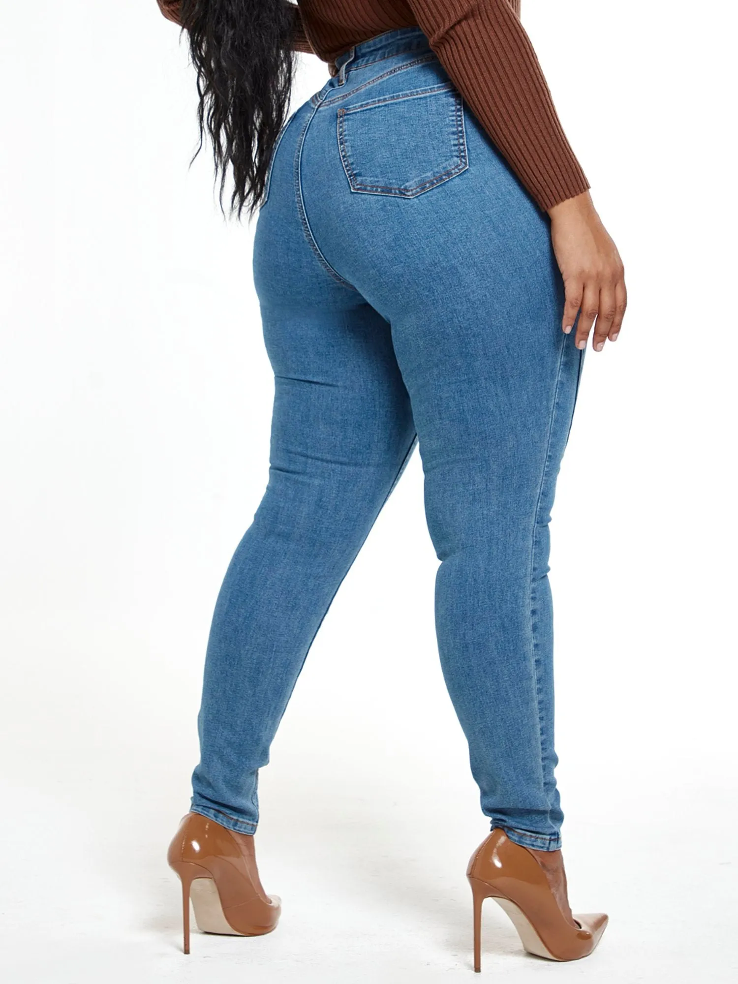 High Rise Skinny Jeans with Seam Detail