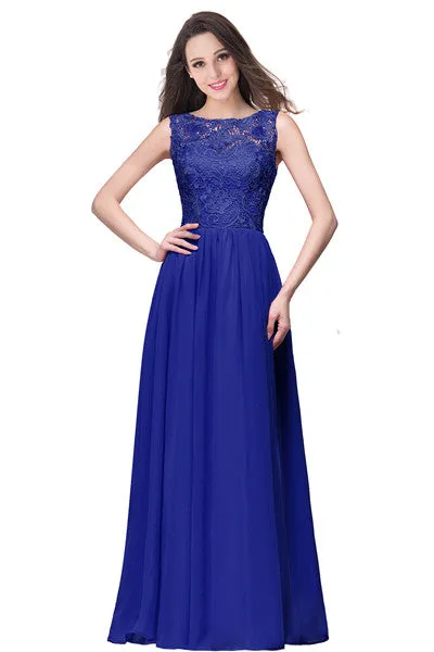 In stock 2018 A Line Royal blue Long Bodice Chiffon Elegant Evening Dress Vestido De Festa Longo Evening Dresses Party Gown