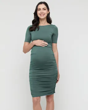 Jasper Ruched Maternity Dress - Silver Pine