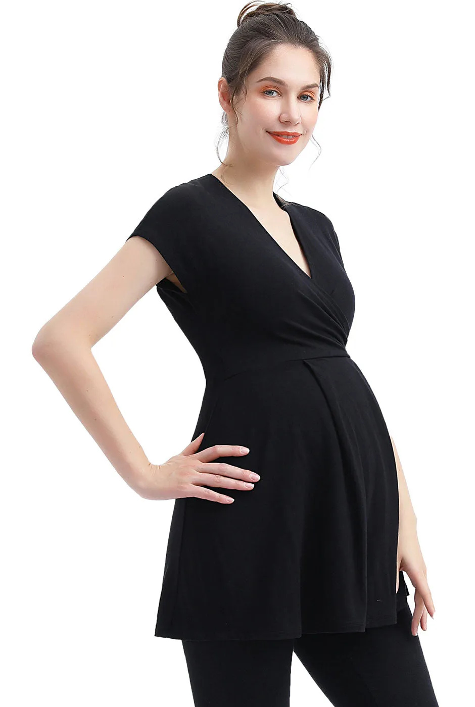 Kimi   Kai Maternity Essential V Neck Wrap A-Line Nursing Top