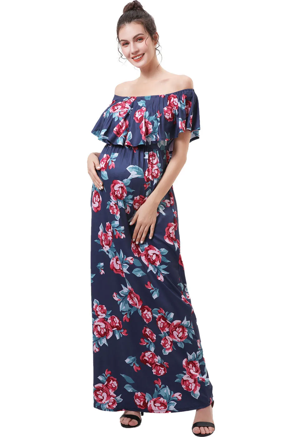 Kimi   Kai Maternity "Brielle" Nursing Floral Print Maxi Dress