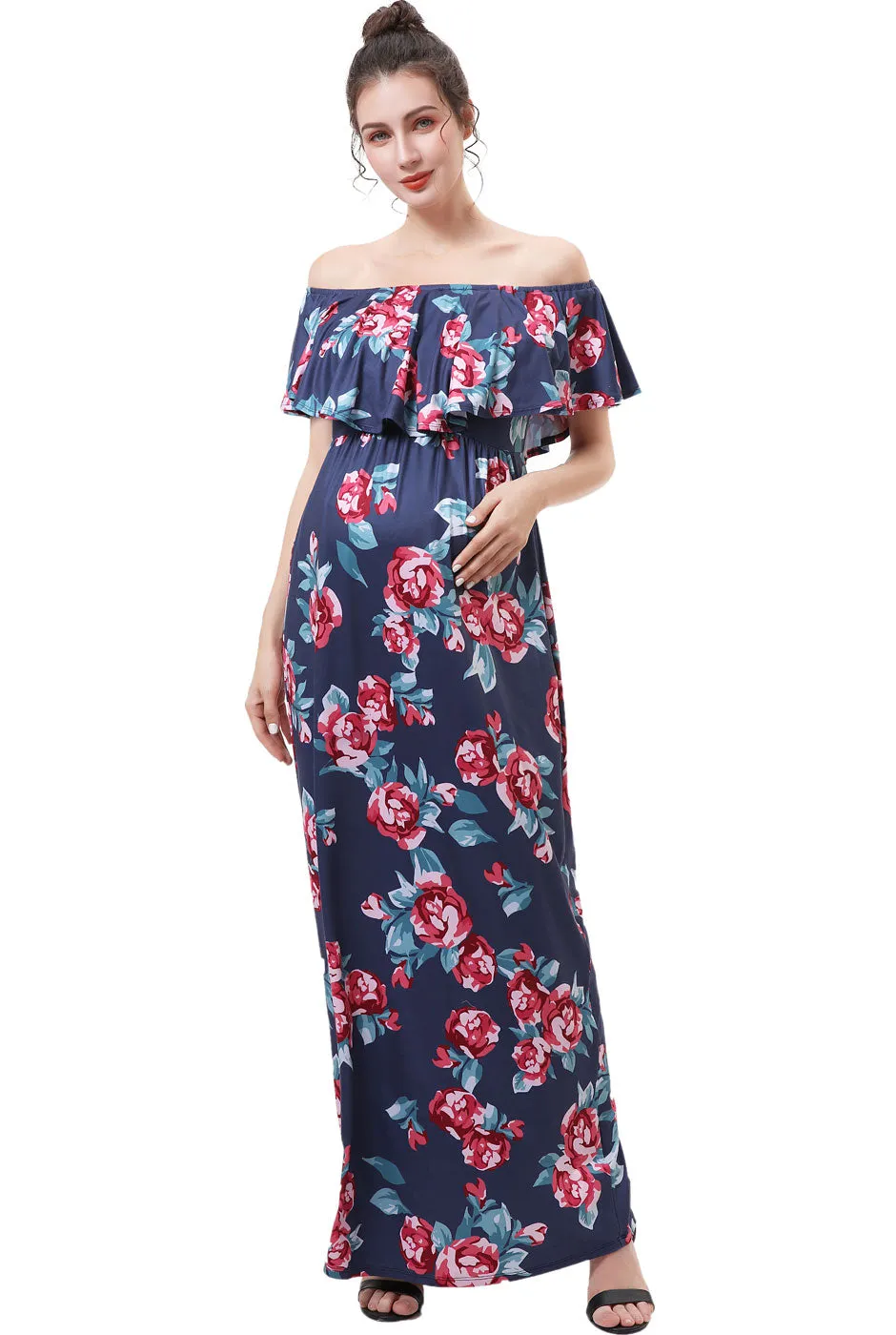 Kimi   Kai Maternity "Brielle" Nursing Floral Print Maxi Dress