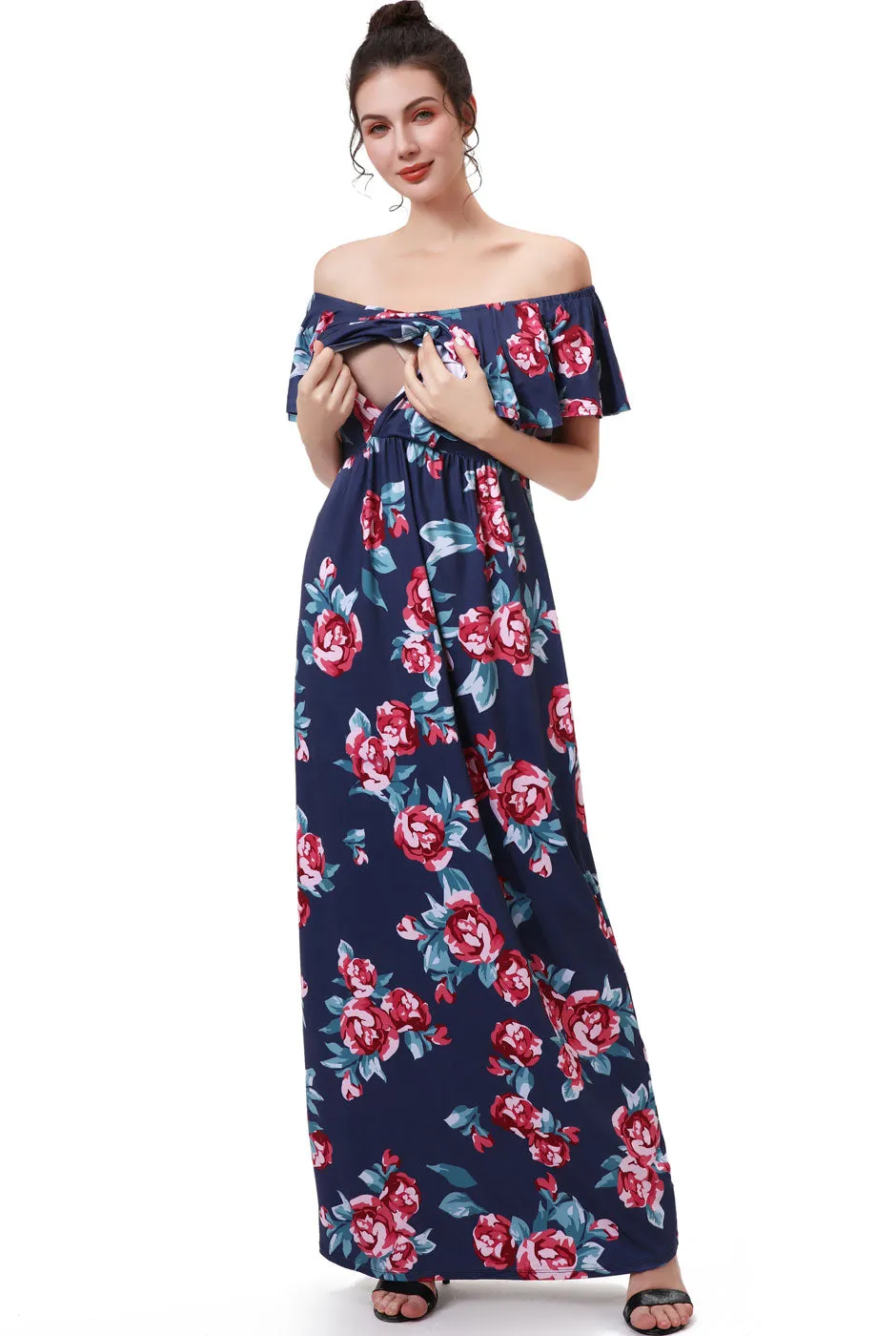 Kimi   Kai Maternity "Brielle" Nursing Floral Print Maxi Dress