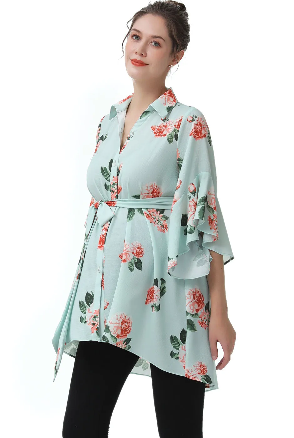 Kimi   Kai Maternity "Emma" Belted Nursing Blouse