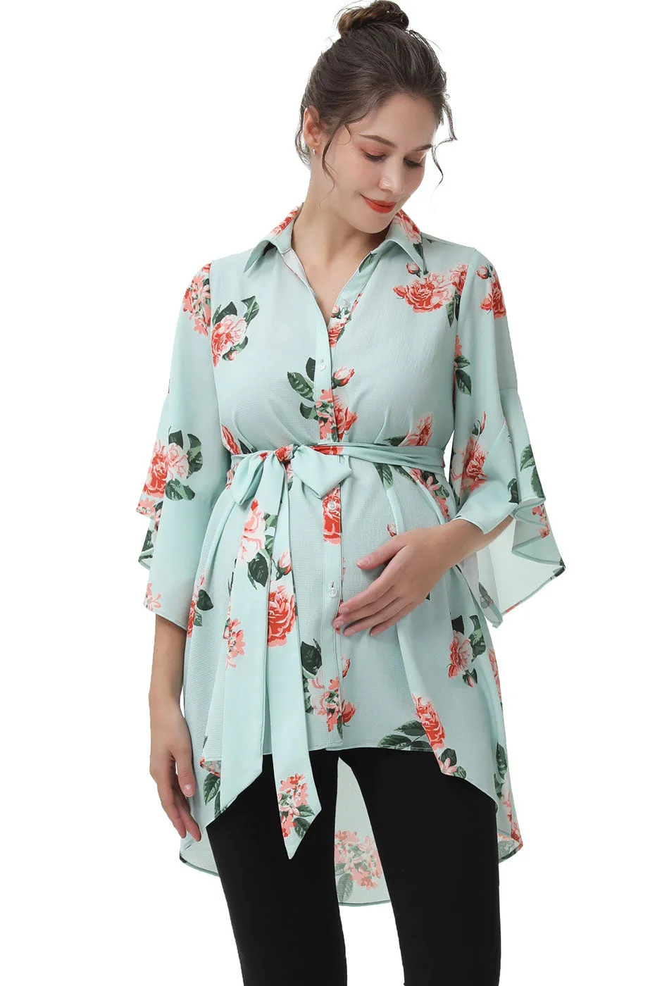 Kimi   Kai Maternity "Emma" Belted Nursing Blouse