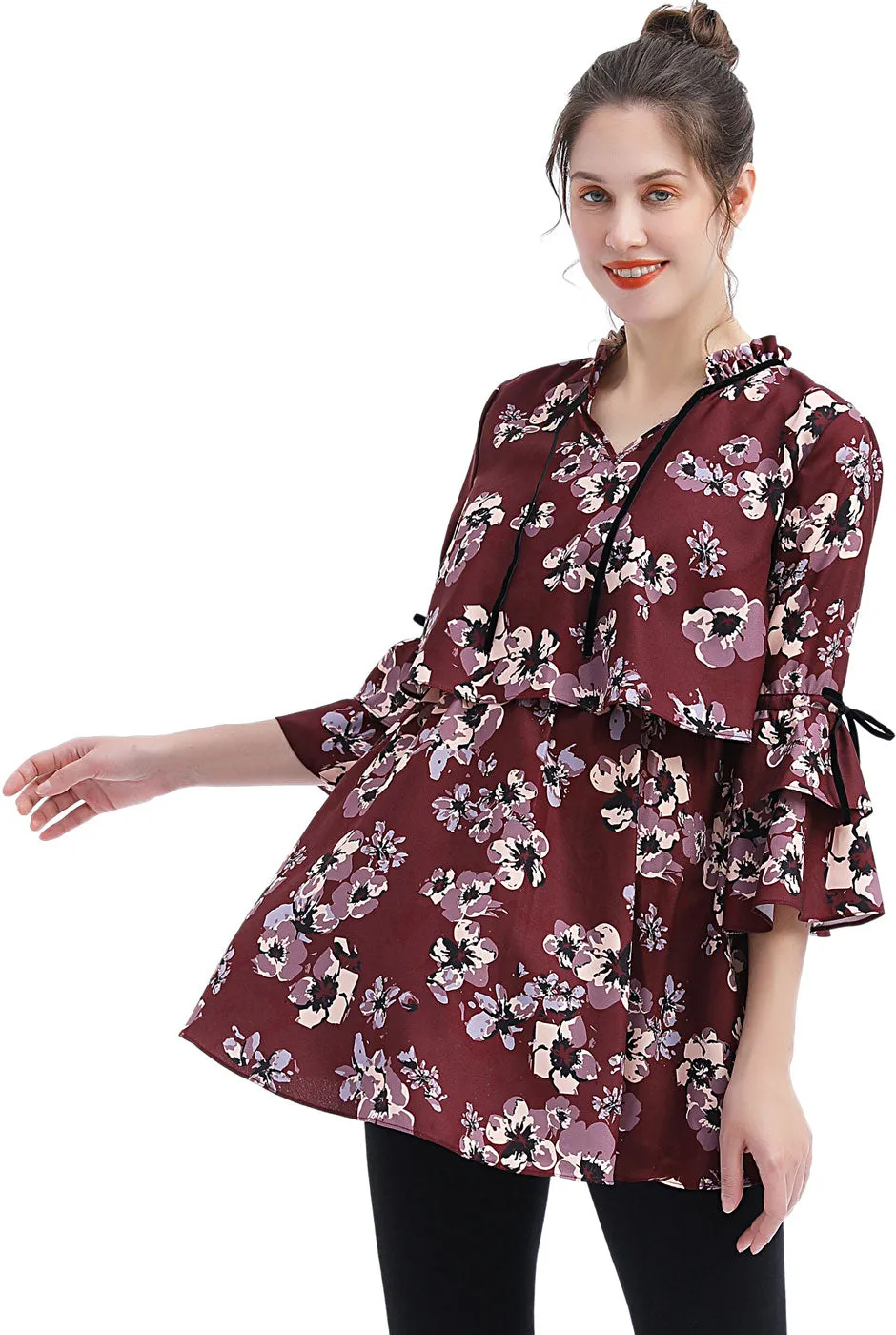 Kimi   Kai Maternity "Gracie" Nursing Floral Print Blouse