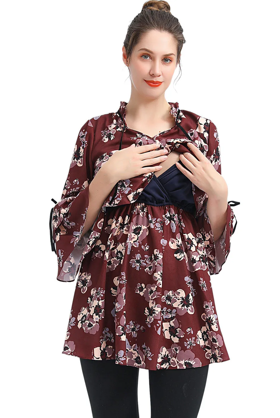 Kimi   Kai Maternity "Gracie" Nursing Floral Print Blouse