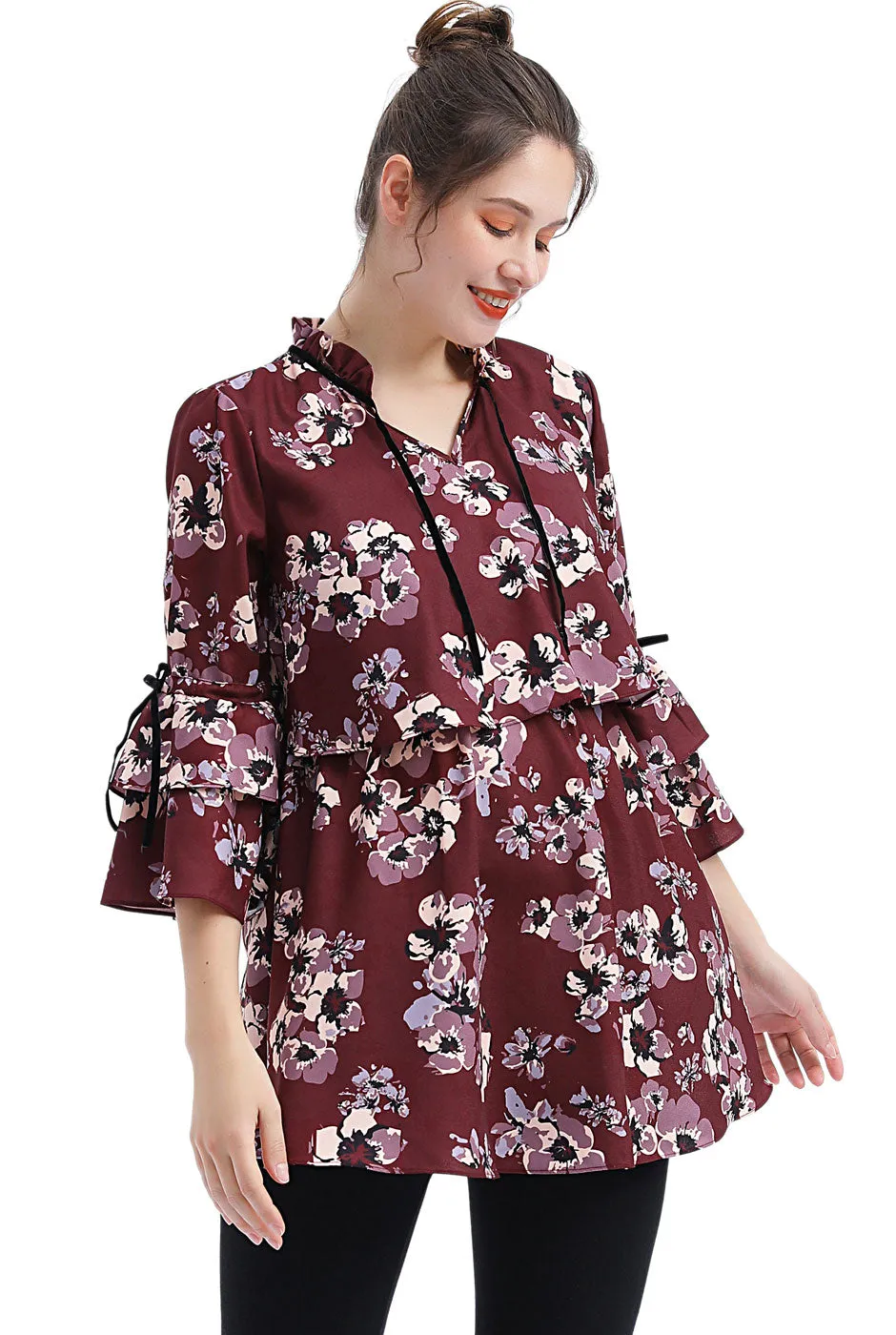 Kimi   Kai Maternity "Gracie" Nursing Floral Print Blouse