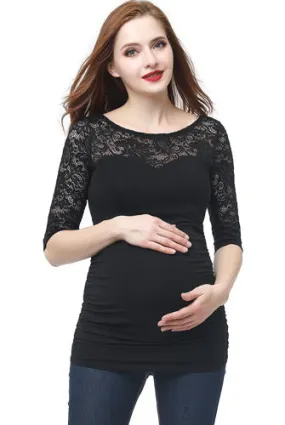 Kimi   Kai Maternity "Trudy" Lace Accent Top